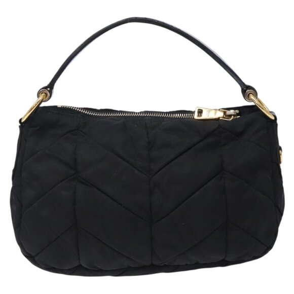 PRADA Shoulder Bag Nylon Black Gold Auth ki5865 - Picture 3 of 16